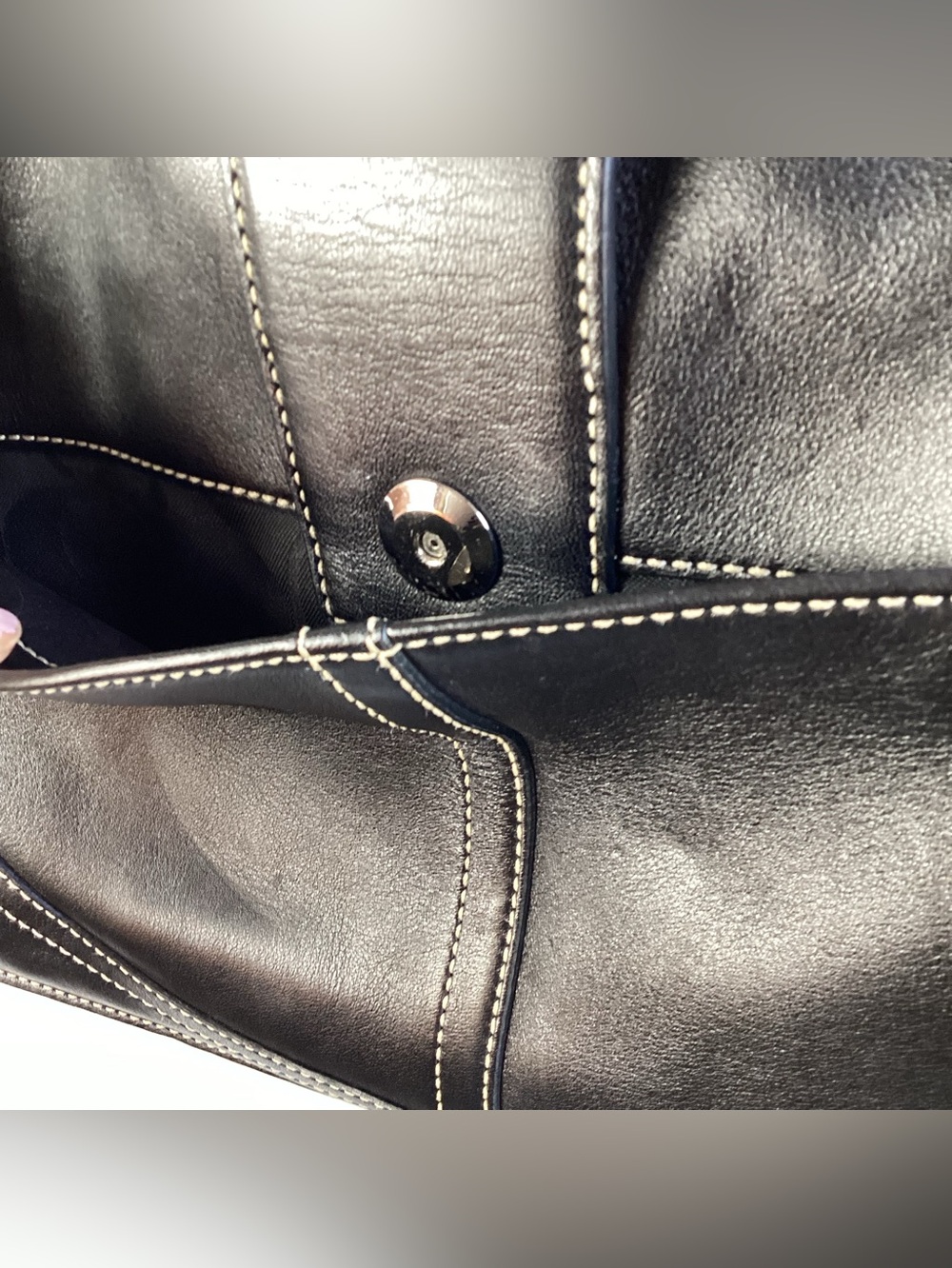 Coach Black Leather Shoulder Bag with Silver Hardware Flap-Over Closure - Picture 3 of 9